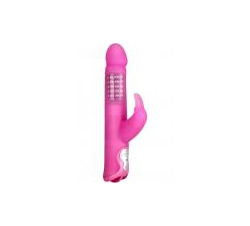  Hustler Toys Silicone Rotating Rabbit With Pleasure Beads Vibrator Waterproof Pink 